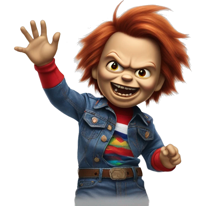 Chucky el muñeco diabólico  bailando gracioso emoji
