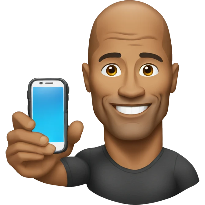 dwayne johnson with a mobile phone emoji