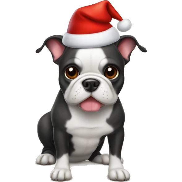 French bull dog wearing a Christmas hat  emoji