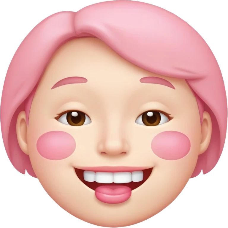 Guy with pink cheeks covering his smiling mouth emoji