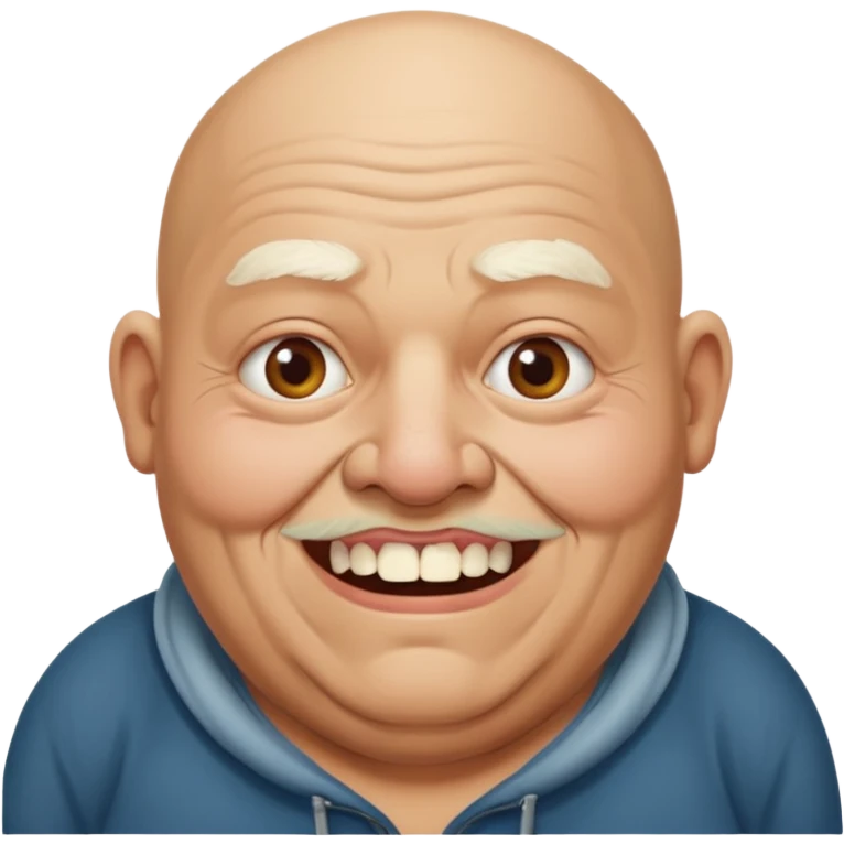 Fat homeless old bald man with missing teeth emoji