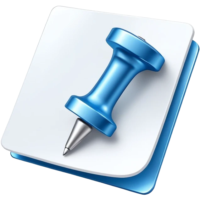 A blue pushpin attaching a note or piece of paper. Minimalist, modern style with clean lines emoji