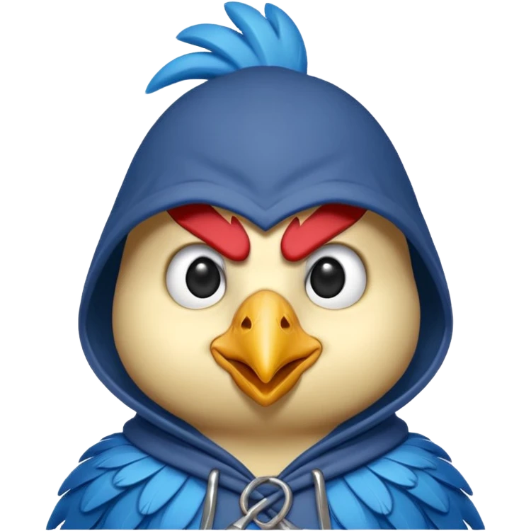chicken warrior with hood, blue emoji