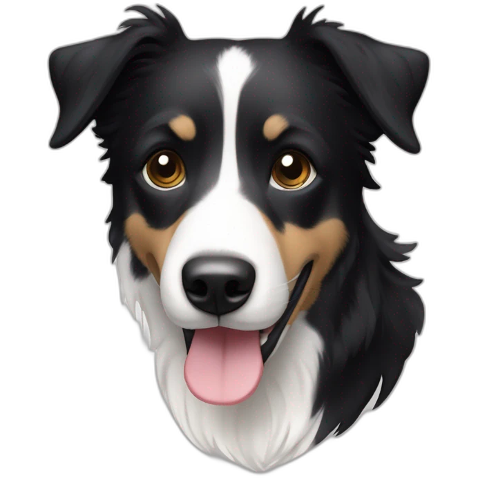dog, short-hair, black-hair, white-chest, white-stripe-down-face, border-collie, mcnab, terrier emoji