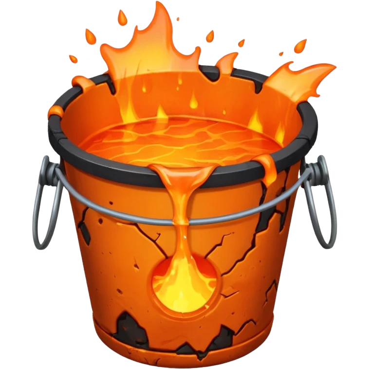 cracked bucket leaking lava emoji