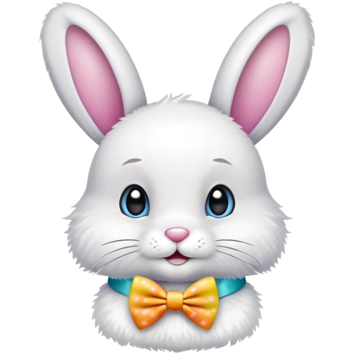 cute Easter bunny wearing colorful bow tie emoji