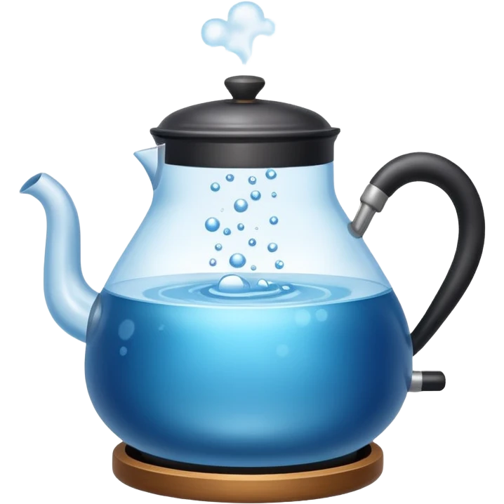 a small pot or kettle filled with water placed on fire, the water is boiling intensely with visible steam and bubbles rising, bright lighting, clean white background



 emoji