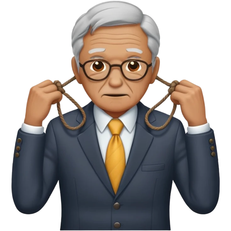 An old man in a suit with his hands tied up  emoji