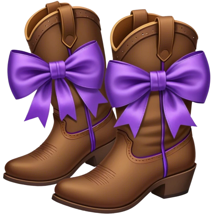 Brown cowboy boots with a purple bow  emoji