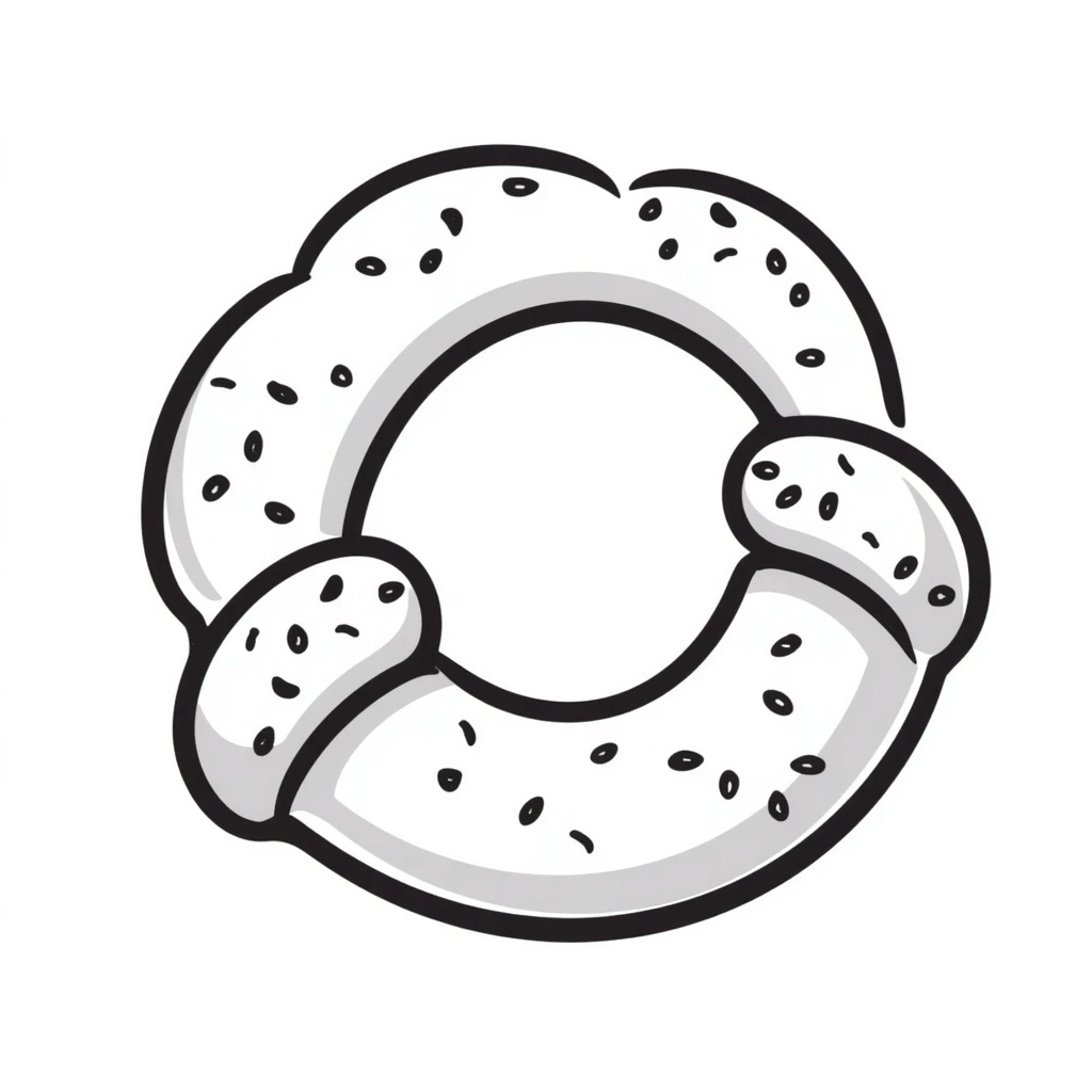 a simit, the Turkish sesame bread ring, hand-drawn doodle style emoji