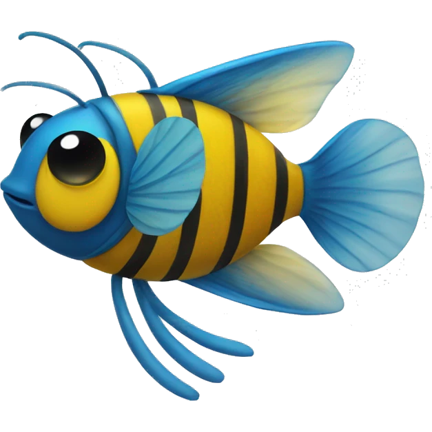 A blue fish bee emoji