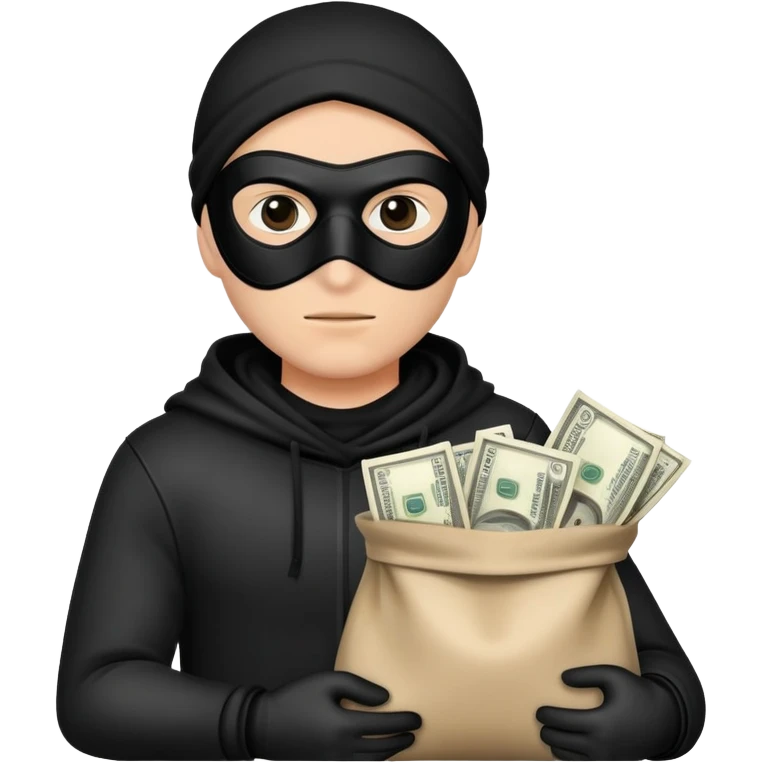 Un ladrón con una bolsa de dinero emoji