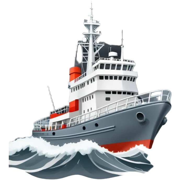 Russian marine geology research vessel in stormy rough seas with large waves emoji