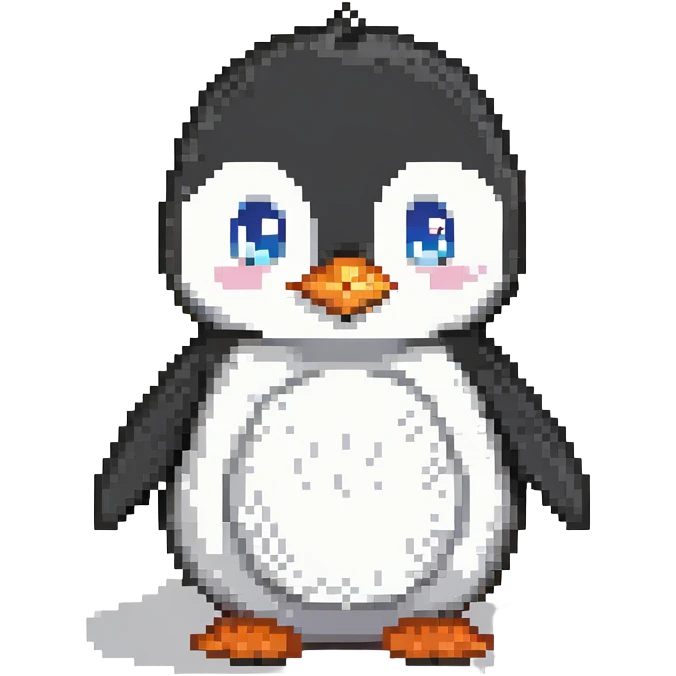 cartoon penguin, black and white, smiling, side/front view emoji