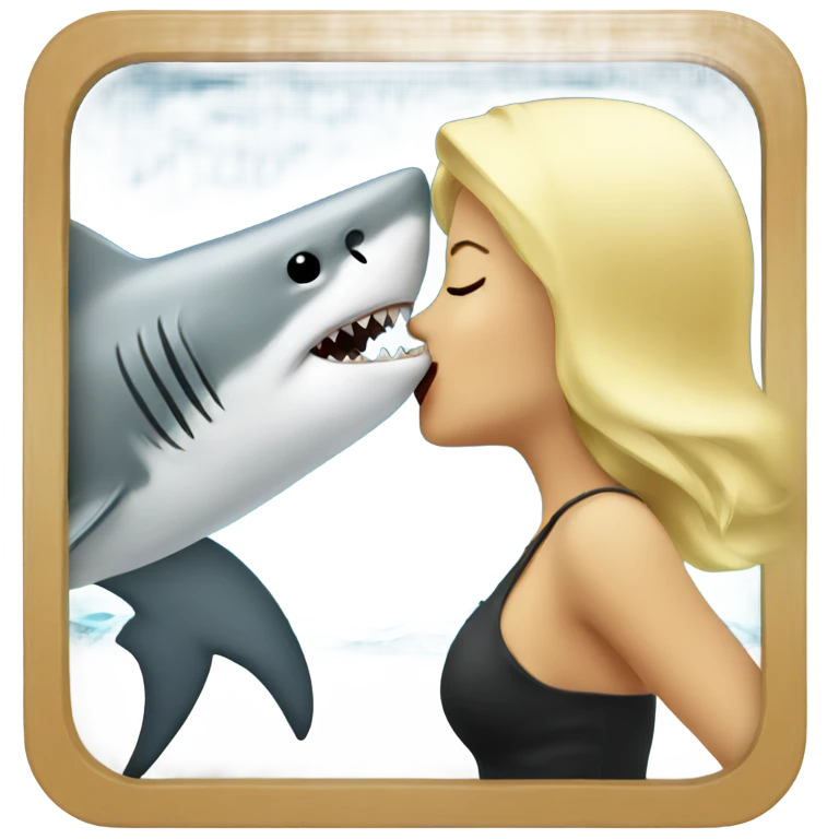 Blonde woman kissing shark emoji