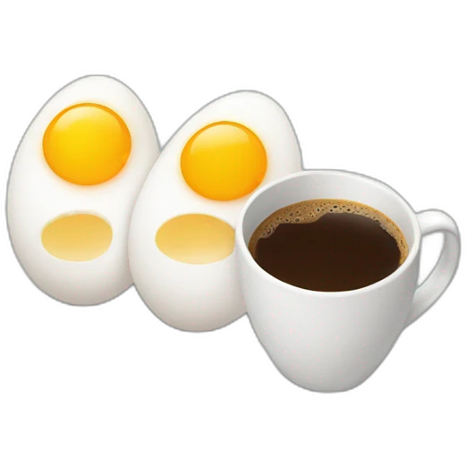 two eggs with feet having coffee emoji