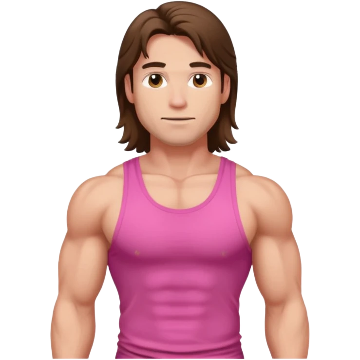 Long hair fat muscle men in pink tank top emoji