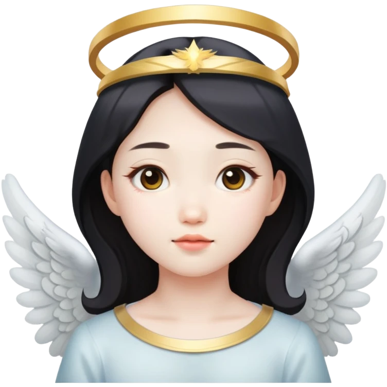 Asian girl with angel halo emoji