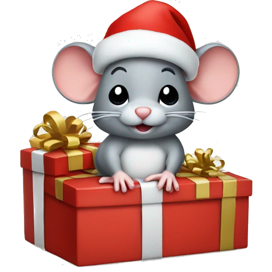 mouse with santa hat and Christmas Gifts  emoji