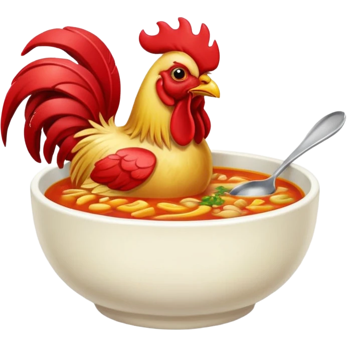 rooster eating soup from a bowl emoji emoji