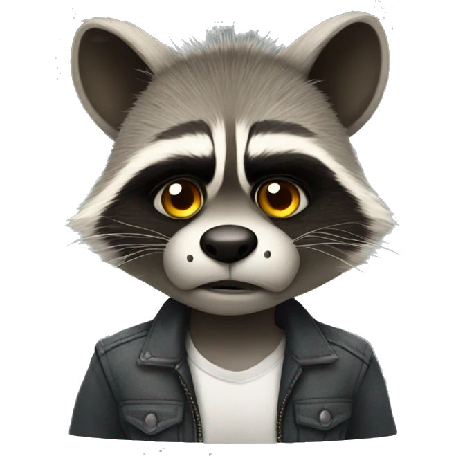 angry cool raccon with ears and nose piercing and a side hairdoo emoji