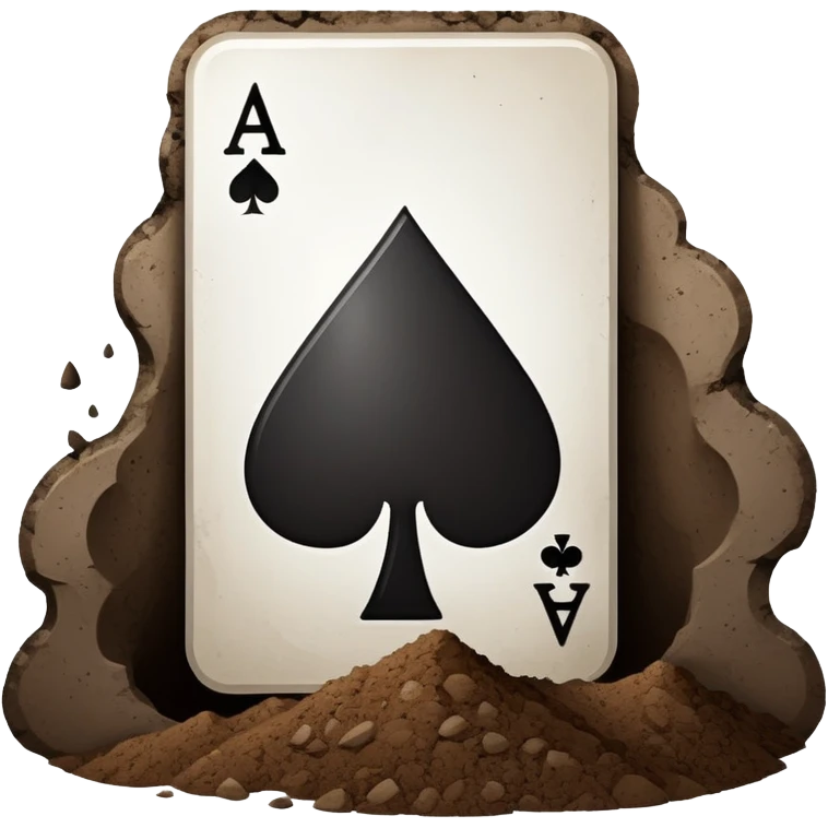 ace of spades card going into a hole of dirt in the ground emoji