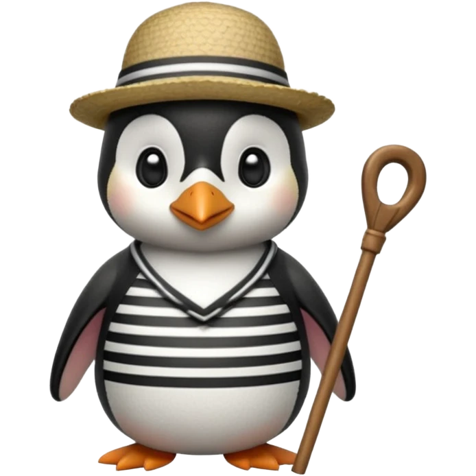 penguin wearing gondolier striped shirt and hat emoji