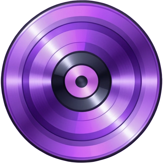 pixelated music disc with a purple label emoji