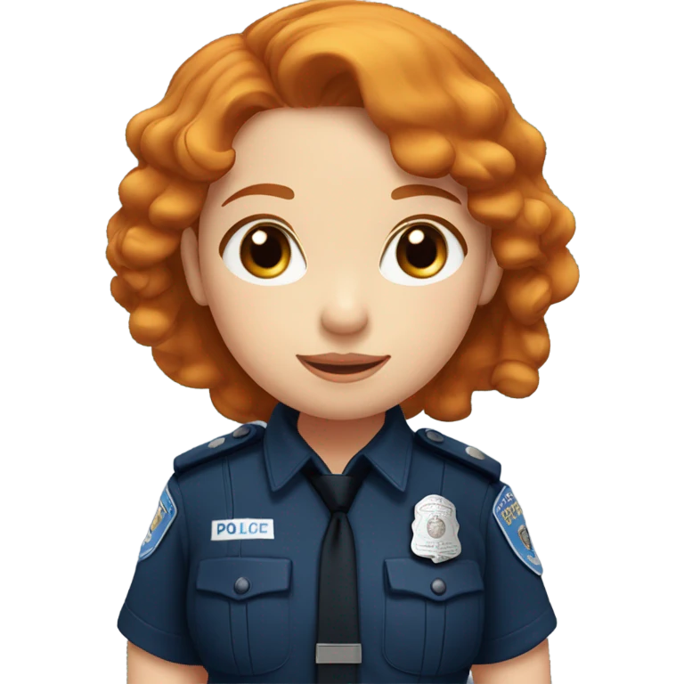 face of ginger girl police officer teen cute blue uniform  policia badge brown eyes emoji