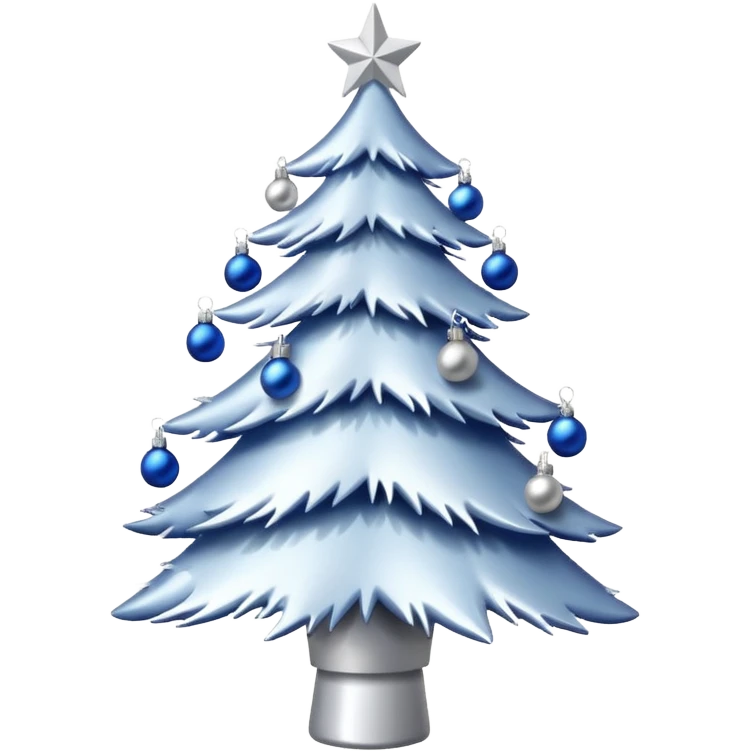 White christmas tree withe blue and silver decoration emoji