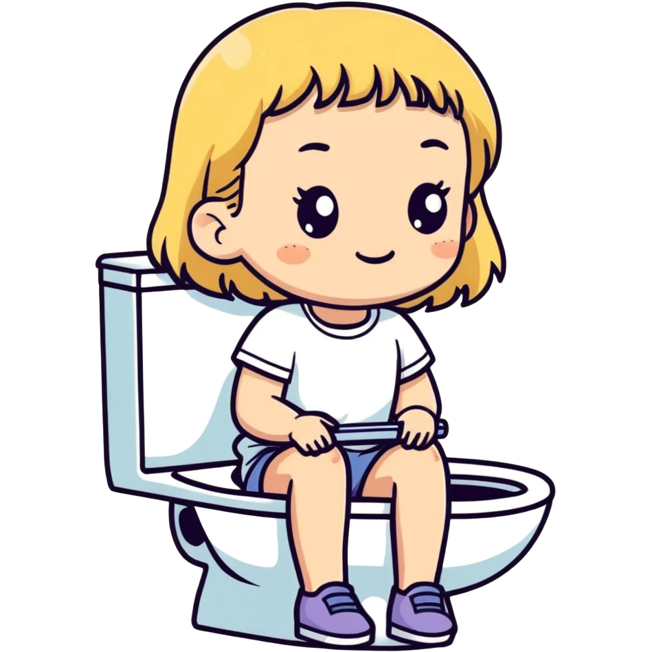 Girl with freckles and blonde hair sitting on toilet  emoji