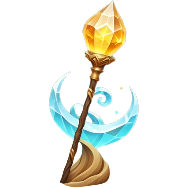 desert sand mage staff object icon, ancient wooden staff, swirling sand crystal on top, glowing golden aura, small floating sand particles, fantasy desert style, 3D cartoon, mobile game icon style, centered, clean background, soft shadow, no text, no watermark
 emoji