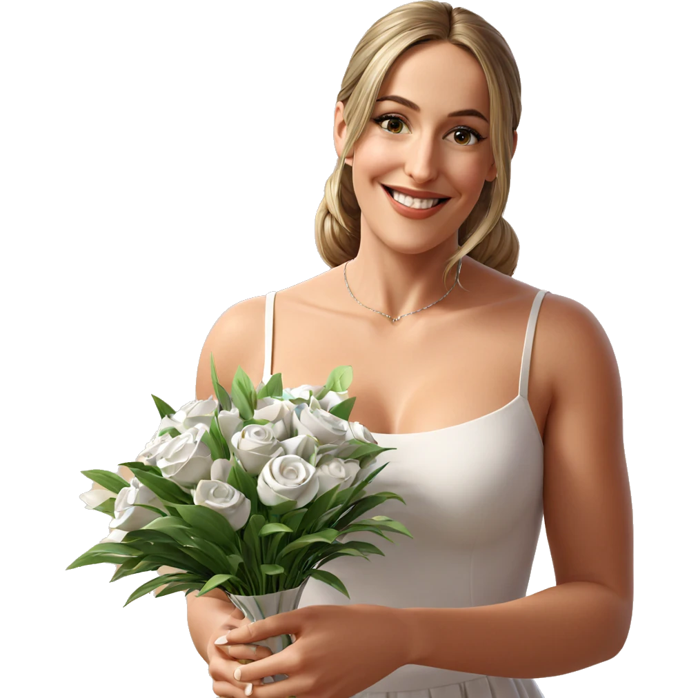 smiling girl in white dress emoji