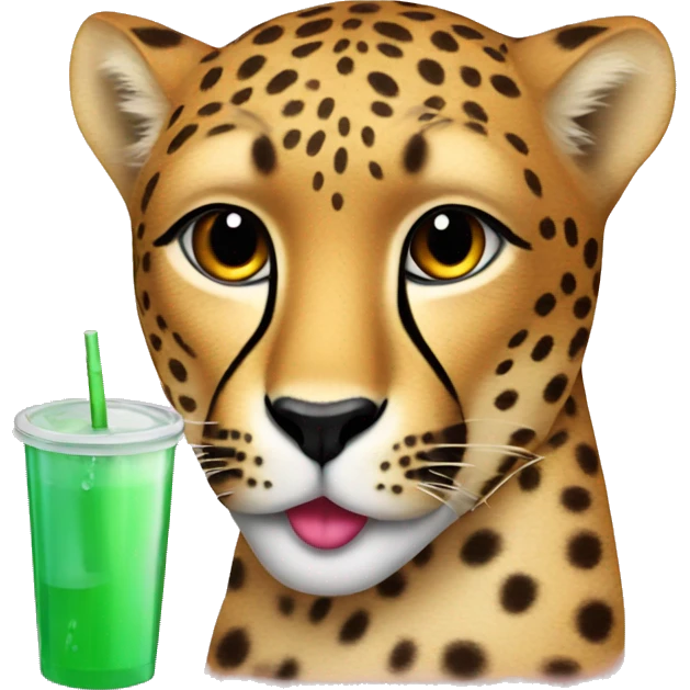 Cheetah with lipgloss and drink  emoji