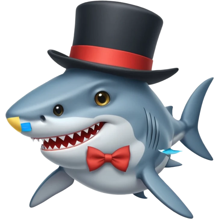 Shark with a top hat emoji
