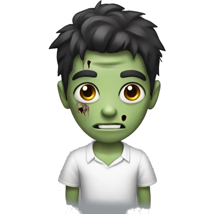 boy zombie with dark hair and white shirt emoji