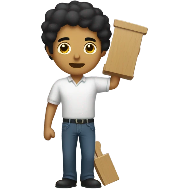Black hair man lifting furniture emoji
