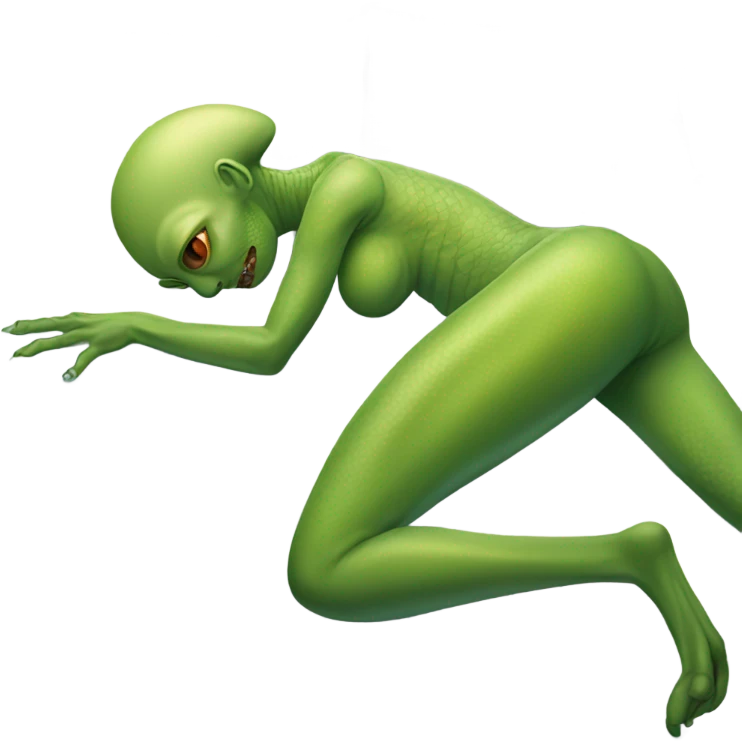 Pregnant Reptilian alien woman, full body, on bed  emoji