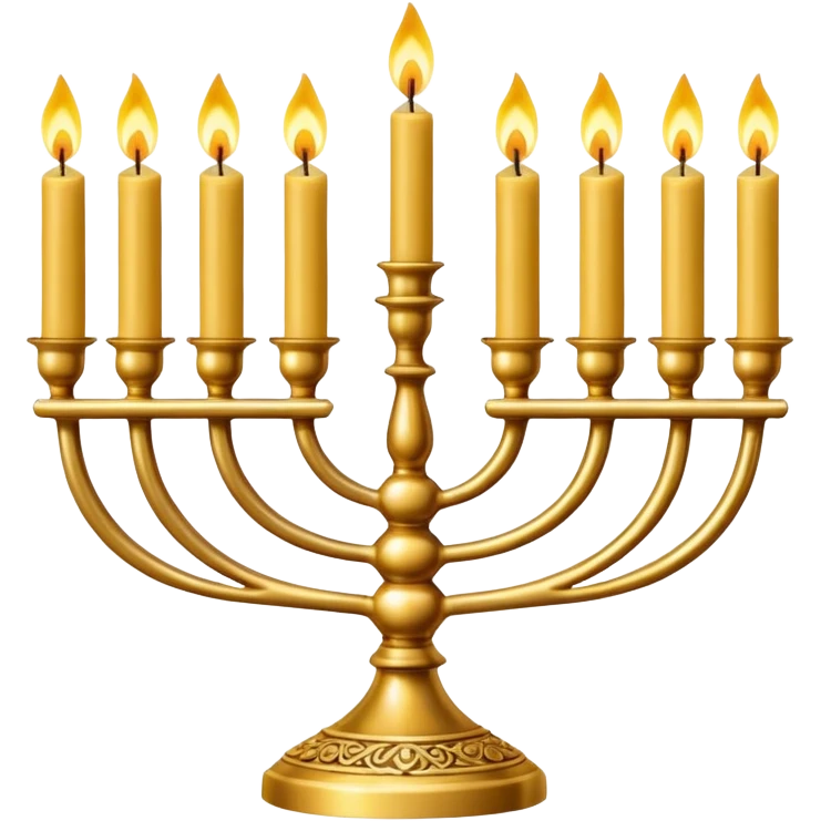 Gold Menorah with 8 candles on the left and right sides emoji