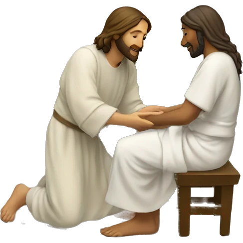 Jesus washing feet of woman emoji
