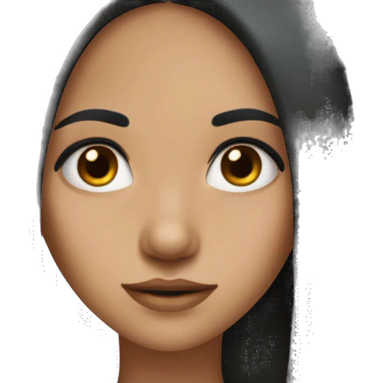 long black hair girl with brown eyes pirsing in the nose emoji