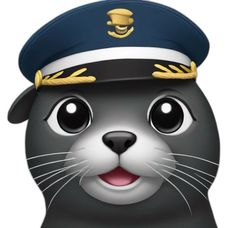 black seal with captain's cap wink emoji