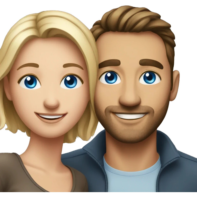 smiling couple indoors portrait blue eyes on man  emoji