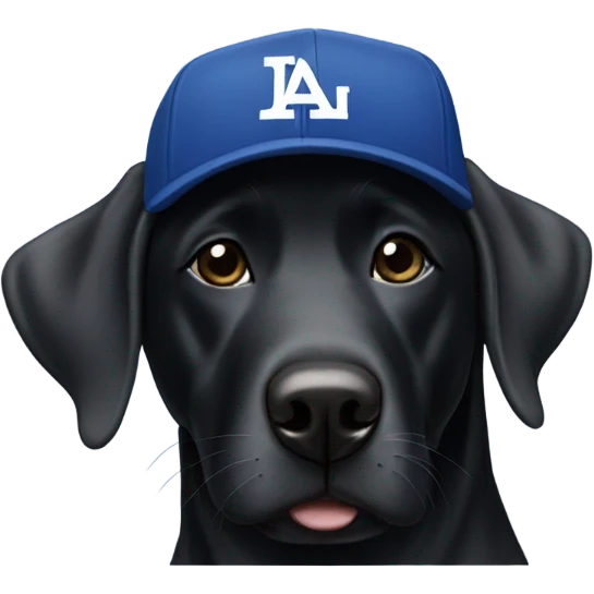 Black lab with dodger hat emoji