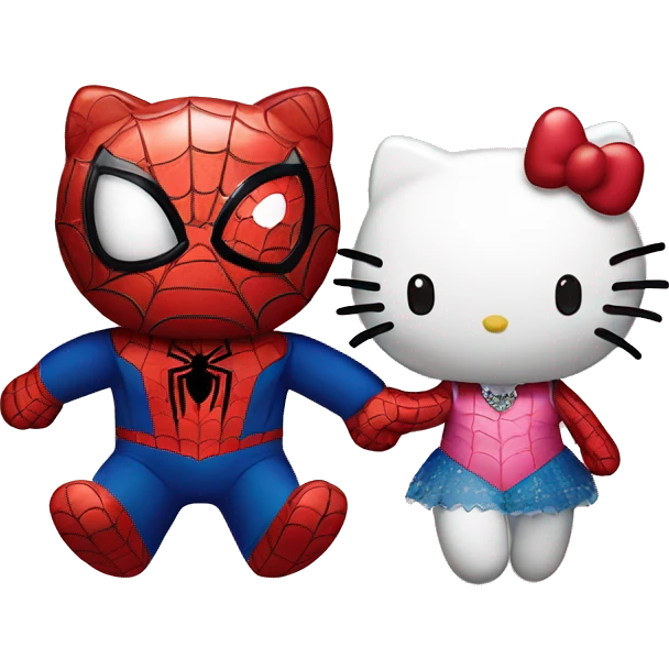 spider-man and hello kitty holding hands emoji