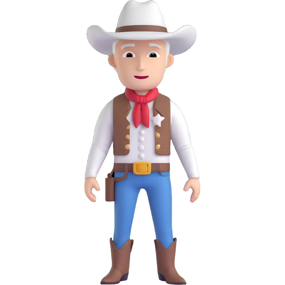 happy cowboy man with white skin and a white hat emoji
