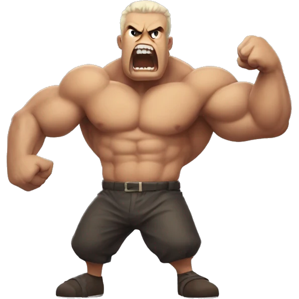 angry beserk guts, show his biceps emoji