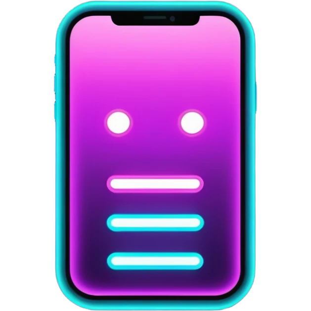 futuristic glowing like, neon purple and cyan light, dark background, digital tech style emoji