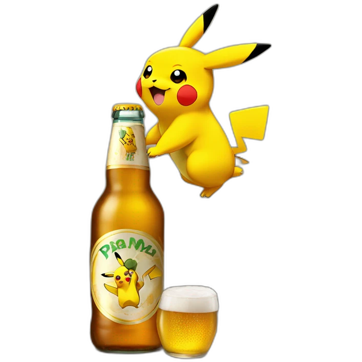 Pikachu qui boit une bière emoji