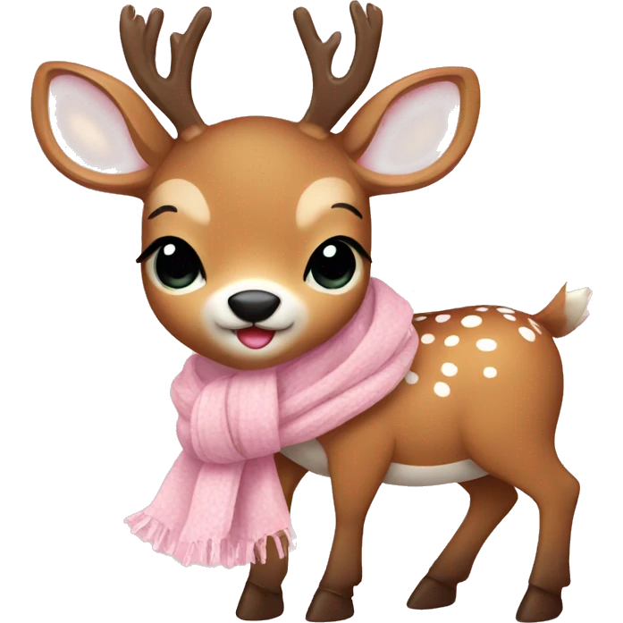 cute deer with baby pink scarf and bow emoji